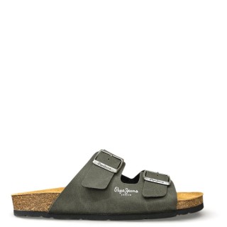 Ανδρικές Σαγιονάρες & Παντόφλες PMS90110-765 Eco-Leather Χακί PEPE JEANS