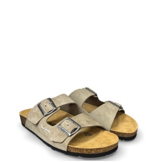 Ανδρικές Σαγιονάρες & Παντόφλες PMS90112-860 Δέρμα Καστόρι Σκούρο Μπέζ PEPE JEANS