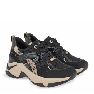 Γυναικεία Sneakers X119R62732R5 Ύφασμα-Eco-Leather Μαύρο-Λεοπάρ RENATO GARINI
