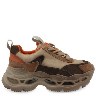 Γυναικεία Sneakers X153E3963424 Δέρμα-Δέρμα Nubuck Μπεζ-Πολύχρωμο RENATO GARINI