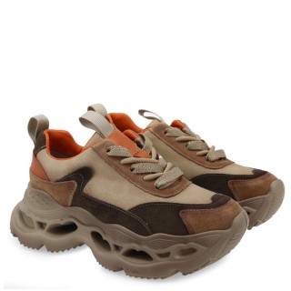 Γυναικεία Sneakers X153E3963424 Δέρμα-Δέρμα Nubuck Μπεζ-Πολύχρωμο RENATO GARINI