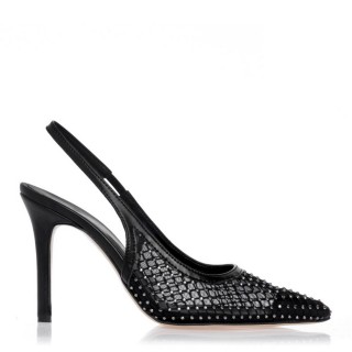 Γυναικείες Γόβες 25-217 Ύφασμα Φιλτιρέ Μαύρο SANTE