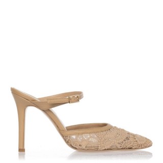 Γυναικεία Mules 25-219 Ύφασμα Φιλτιρέ Μπεζ SANTE