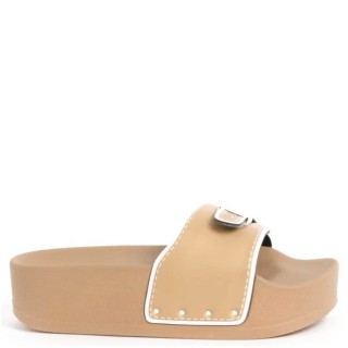 Γυναικείες Παντόφλες SHF31182-Pescura Moon Wedge Καουτσούκ Μπεζ SCHOLL