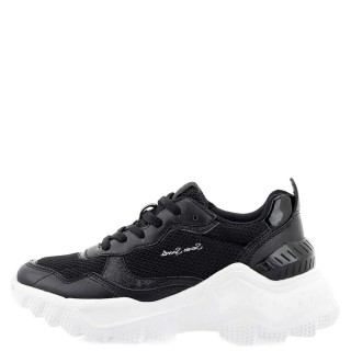 Γυναικεία Sneakers 11358 Ύφασμα Eco Leather Μαύρο Seven
