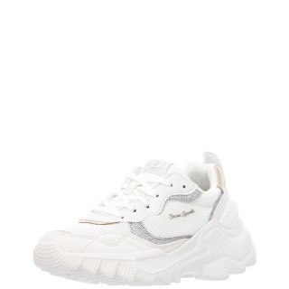 Γυναικεία Sneakers 11358 Ύφασμα Eco Leather Λευκό Ασημί Seven