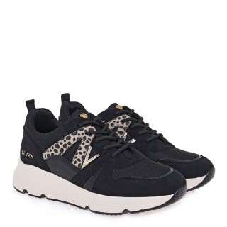 Γυναικεία Sneakers V119R1992414 Ύφασμα-Eco-Suede Μαύρο SEVEN