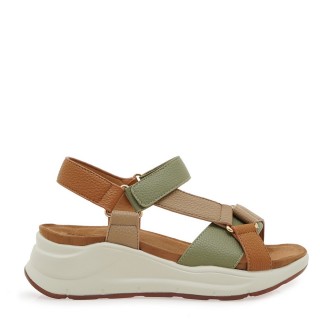 Γυναικείες Πλατφόρμες W489Q13334Y2 Eco-Leather Μπεζ-Ταμπά-Μέντα SEVEN