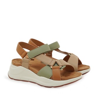 Γυναικείες Πλατφόρμες W489Q13334Y2 Eco-Leather Μπεζ-Ταμπά-Μέντα SEVEN