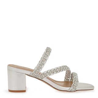 Γυναικεία Πέδιλα W490E0754E94 Eco-Leather-Στράς Ασημί SEVEN