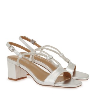 Γυναικεία Πέδιλα W490E6144E94 Eco-Leather-Στράς Ασημί SEVEN