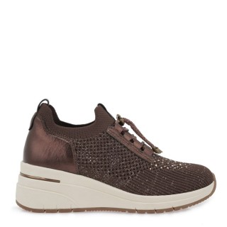 Γυναικεία Sneakers X199F79230Q6 Ελαστικό Ύφασμα Καφέ SEVEN
