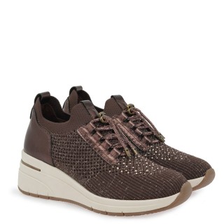 Γυναικεία Sneakers X199F79230Q6 Ελαστικό Ύφασμα Καφέ SEVEN