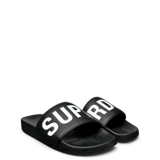 Ανδρικές Σαγιονάρες & Παντόφλες MF310291A- SUPERDRY POOL SLIDE Αδιάβροχο PVC Μαύρο-Λευκό SUPERDRY