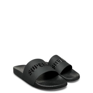 Γυναικείες Παντόφλες WF310257A-PREMIUM METALLIC POOL SLIDE Σιλικόνη Μαύρο SUPERDRY