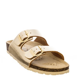 Γυναικείες Παντόφλες 200-CROMO Μεταλικό Eco-Leather Πλατίνα Tsoumpas