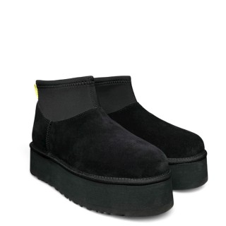 Γυναικεία Μποτάκια 1168170-BLK-Classic Mini Dipper Δέρμα Καστόρι-Ελαστική Λύκρα Μαύρο UGG