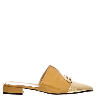 Γυναικεία Mules 156-24066 Δέρμα Λουστρίνι Camel Wall Street