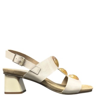 Γυναικεία Πέδιλα 691-25318-26 Δέρμα Λουστρίνι Μπεζ YOSHINO