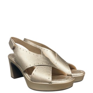 Γυναικεία Πέδιλα 691-25338-26 Δέρμα Πλατίνα YOSHINO